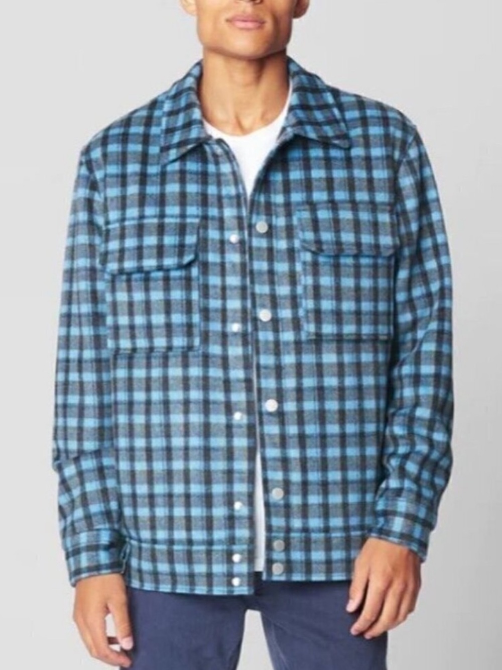 BlankNYC Blue Plaid Jacket Not Your Average Joe Wool Blend Pockets Men's Medium